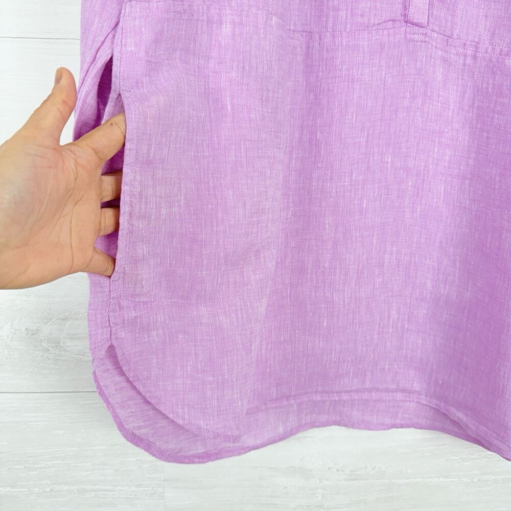 J.Jill Love Linen Relaxed Tunic Top Size L Petunia Pink Lagenlook Coastal Beach - Picture 4 of 16